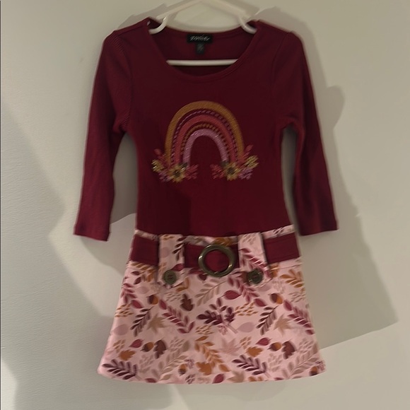 Zunie Red Fit and Flare Dress with 3/4 Sleeves - Picture 2 of 9